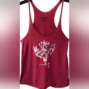 Obey Women's Maroon Tank Top Size Small